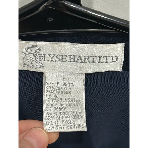 Vintage Elyse Hart Ltd Butterfly Print Navy Jacket Vibrant Pink Accents Sz Large - Picture 5 of 7